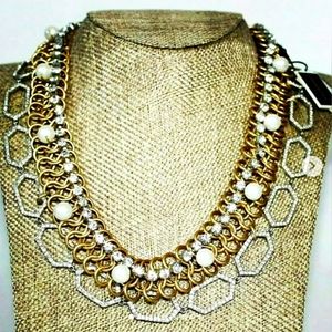 NEW 2013 JUICY COUTURE "N' PAVE GEO 10 PEARL GOLD MESH DIAMOND CHAIN" MSRP-$118